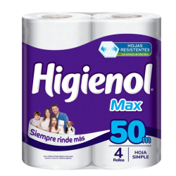 Papel higiénico Higienol Max 4 rollos x 50 m | Olimpio
