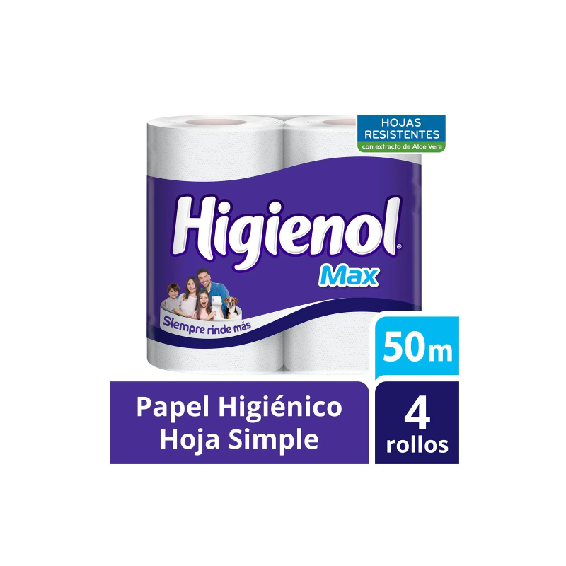 PAPEL HIGIENICO HIGIENOL 4X50M MAX