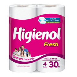 Papel higiénico Higienol Fresh 4 rollos x 30 m | Olimpio