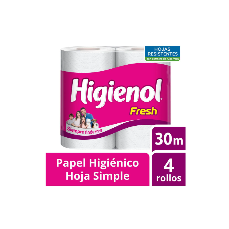 PAPEL HIGIENICO HIGIENOL 4X30M FRESH