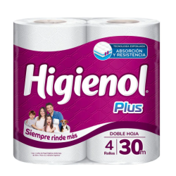 Papel higiénico Higienol Plus doble hoja 4 rollos x 30 m | Olimpio
