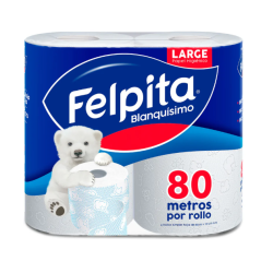 Papel higiénico Felpita Blanquísimo 4 rollos x 80 m | Olimpio