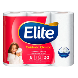 Papel higiénico Elite Cuidado Clásico 6 rollos x 30 m | Olimpio