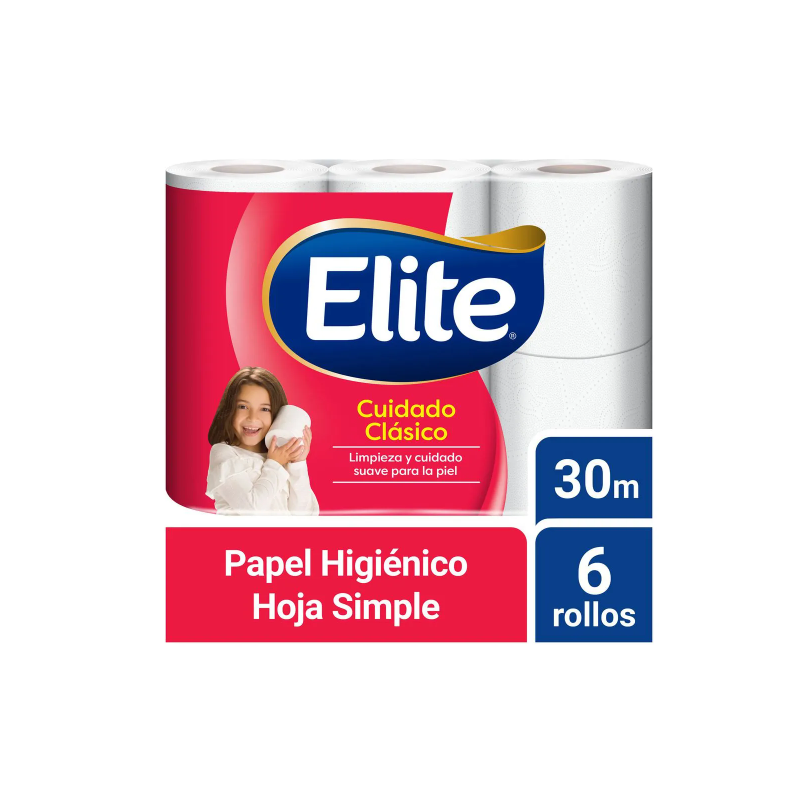 Papel higiénico Elite Cuidado Clásico 6 rollos x 30 m | Olimpio