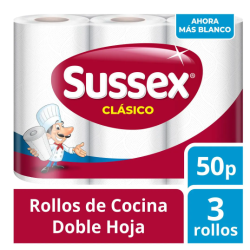 Rollo de cocina Sussex 3 rollos x 50 paños | Olimpio