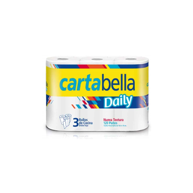 Rollo de cocina Cartabella Daily 3 rollos x 40 paños | Olimpio