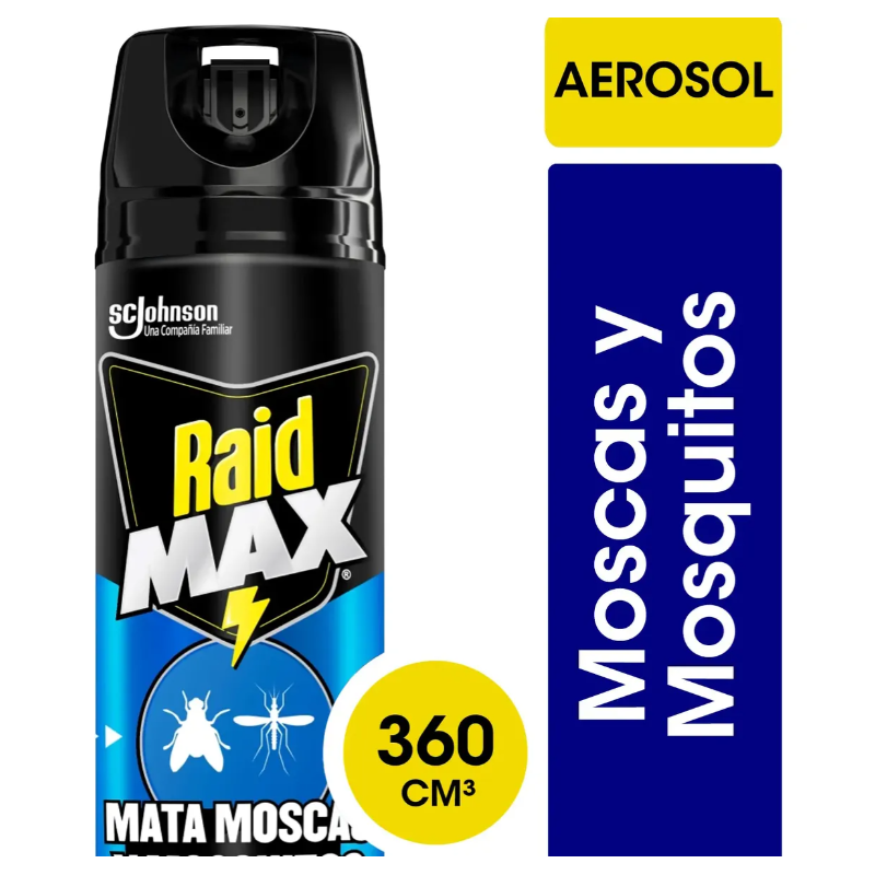 Insecticida Raid mata moscas y mosquitos Max aerosol 360 ml | Olimpio