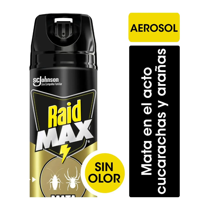 Insecticida Raid cucarachas y arañas Max aerosol 360 ml | Olimpio