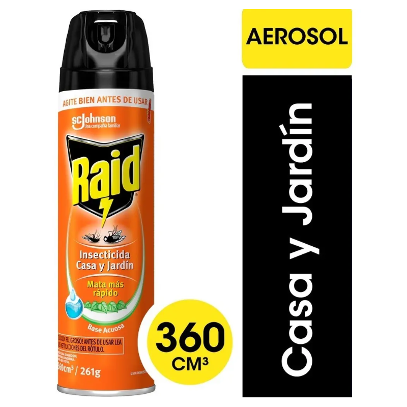 Insecticida Raid casa y jardín aerosol 360 ml | Olimpio