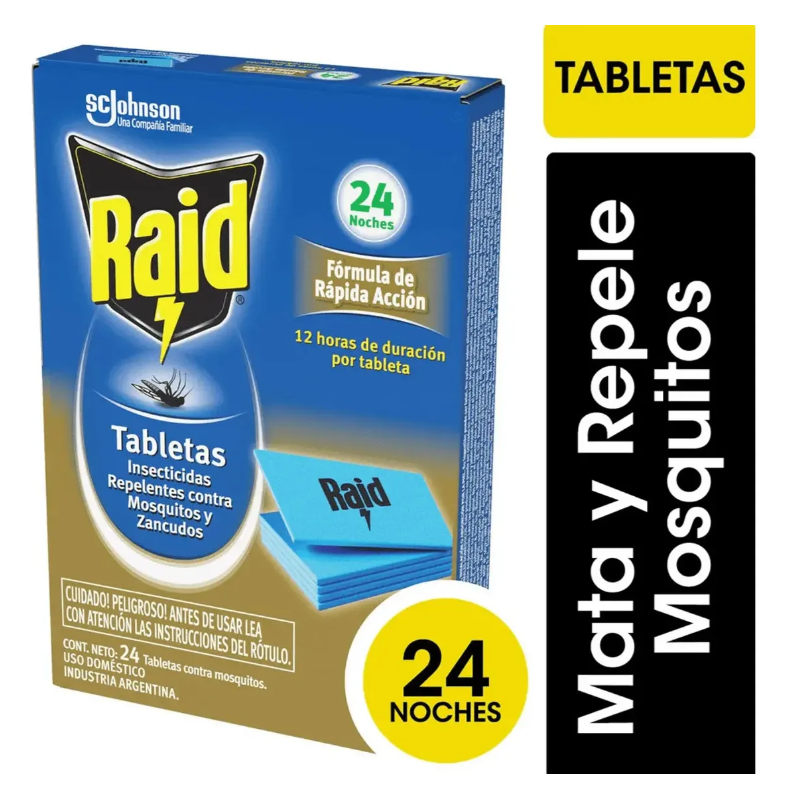 Tabletas insecticidas Raid doble acción x24 | Olimpio