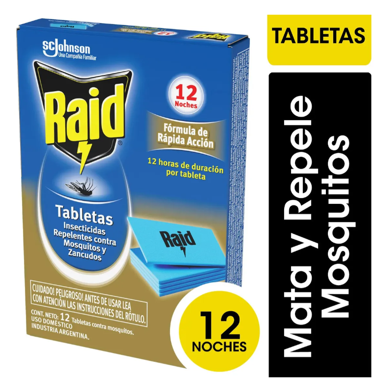 Tabletas insecticidas Raid doble acción x12 | Olimpio