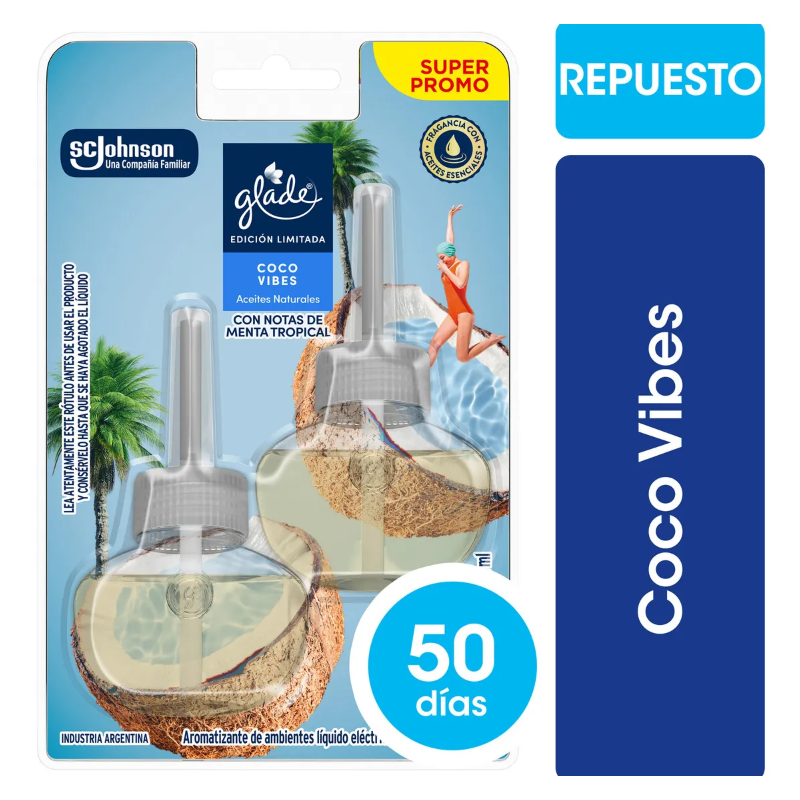 Aromatizante de ambiente Glade aceite natural repuesto x2 | Olimpio