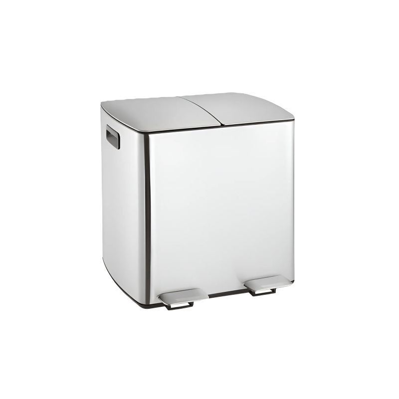 Tacho de basura a pedal de acero inoxidable 40 L con 2 compartimentos | Olimpio