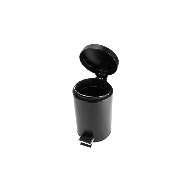 Tacho de basura a pedal de acero negro 12 L | Olimpio