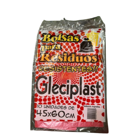BOLSAS DE RESIDUOS 45X60 GLECIPLAST X10U ROJAS