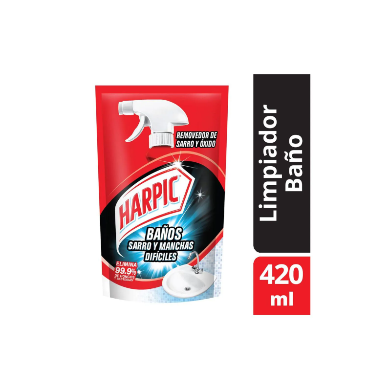 Limpiador de baño Harpic sarro y óxido doypack 420 ml | Olimpio